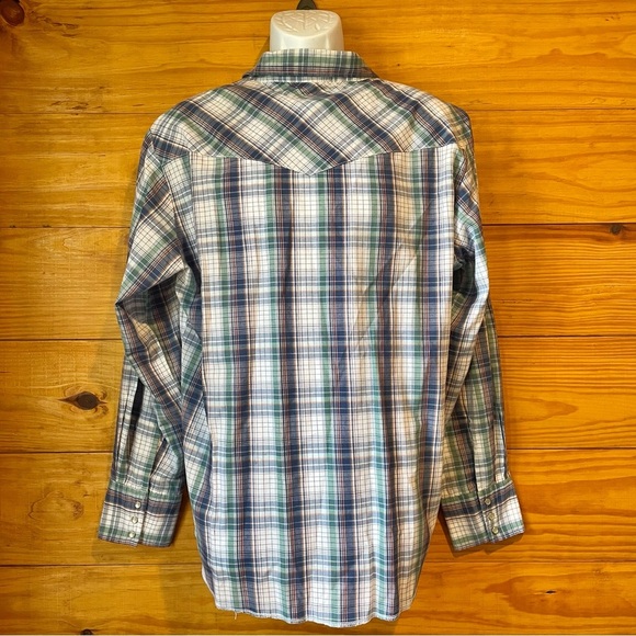 Wrangler Men’s Plaid Long Sleeve Pearl Snap Button Up Western Shirt Large - Picture 2 of 7